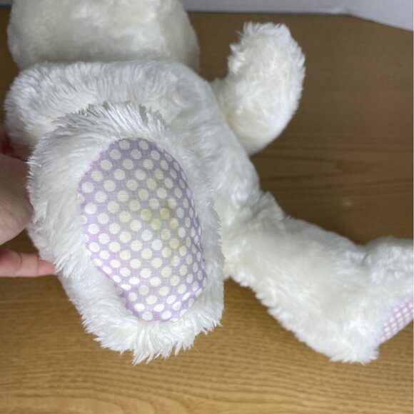 Vtg Dakin White Plush Bunny Rabbit Stuffed Animal Lavender Ears Paws 1983 Easter - Picture 3 of 9